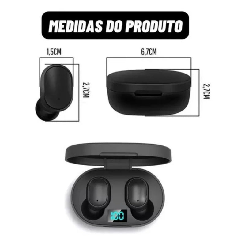 Fone de Ouvido Dual Led Bluetooth Earphone 5.0 Airdots Air Wireless-Black